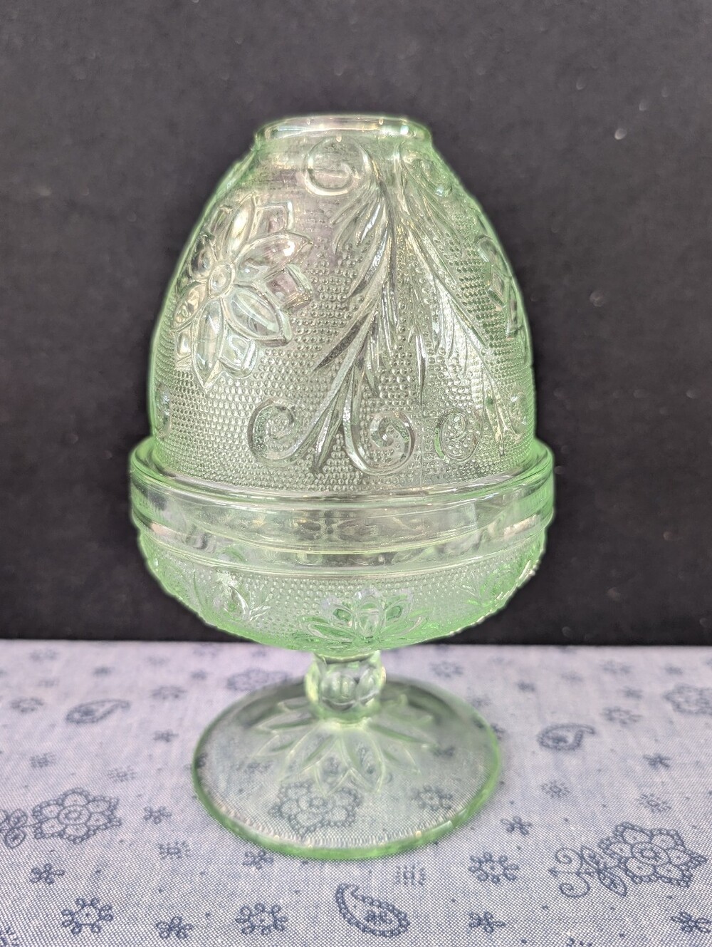 Vintage Indiana Glass Light Green Tiara Chantilly Fairy Lamp - Picture 4 of 9